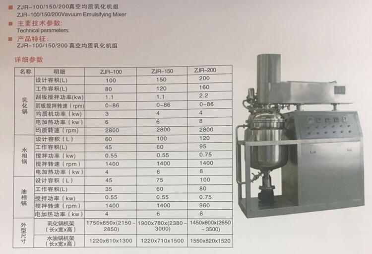 真空均質(zhì)乳化機(jī)規(guī)格參數(shù)圖：